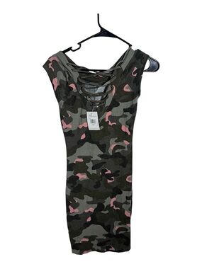 GUESS Crisscross Camouflage Bodycon Dress Size S